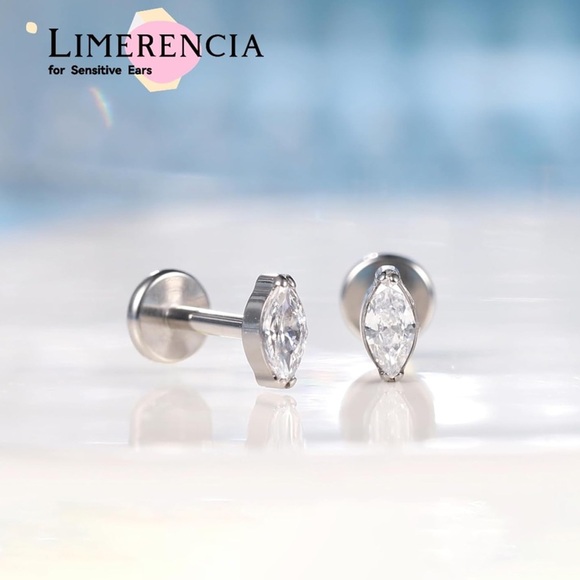 Limerencia G23 Hypoallergenic 18g Flat Back Stud Earrings - Picture 2 of 9